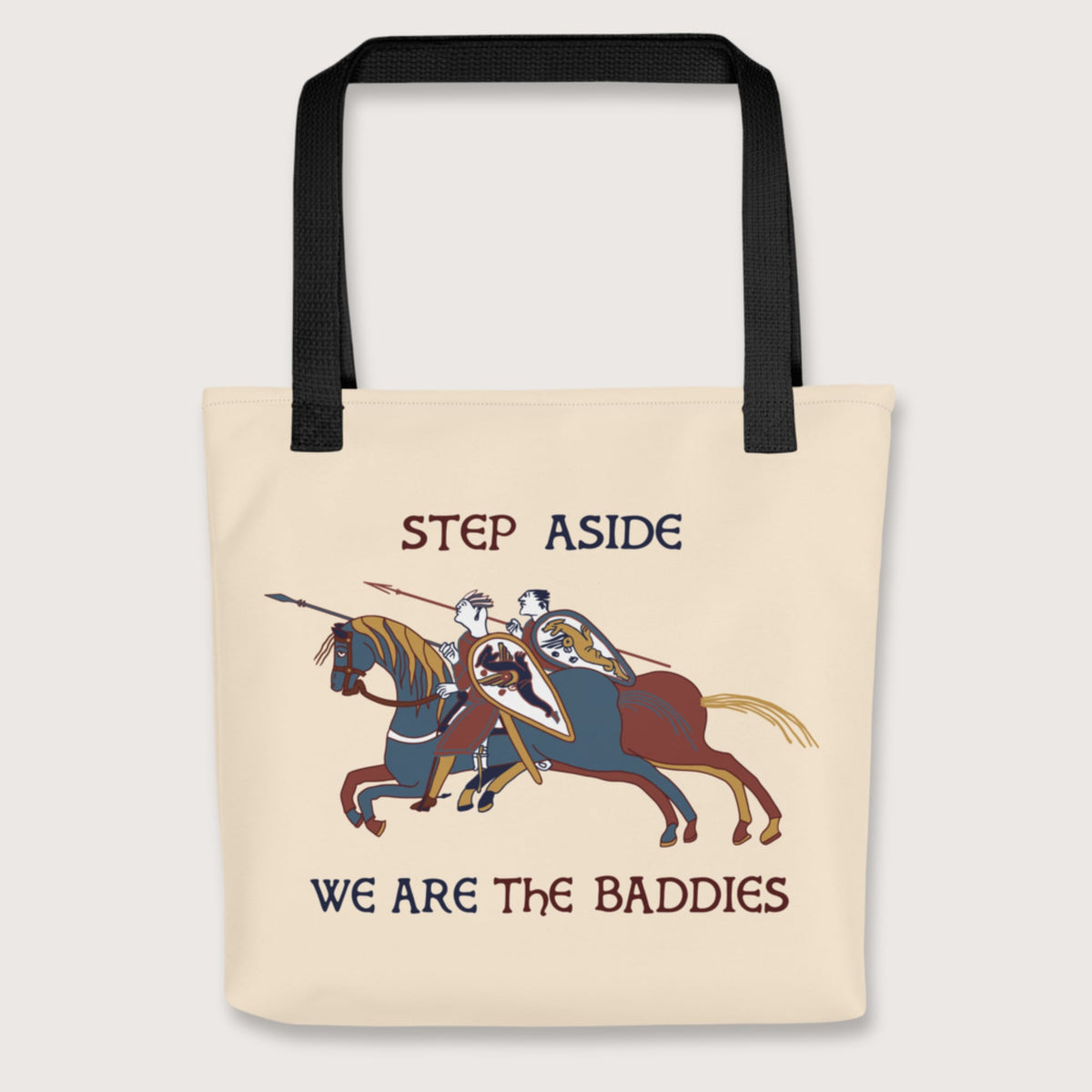 Black Bayeux Tapestry Step Aside We Are the Baddies Bag - history buff gift by HistoHead