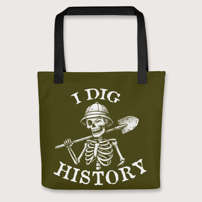 Black I Dig History Bag - history buff gift by HistoHead