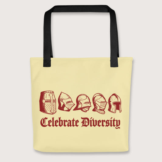 Black Celebrate Diversity Medieval Helmets Edition Bag - history buff gift by HistoHead