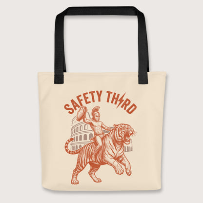Black Gladiator Safety Third Bag - history buff gift by HistoHead