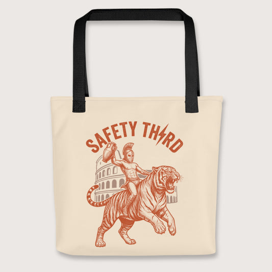 Black Gladiator Safety Third Bag - history buff gift by HistoHead