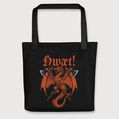 Black Hwæt Dragon Axe Bag - history buff gift by HistoHead