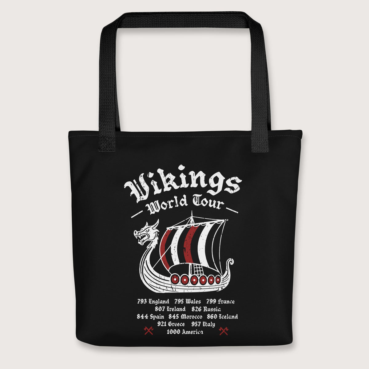 Black Vikings World Tour Bag - history buff gift by HistoHead
