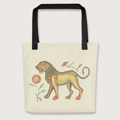 Black Ancient Roman Mosaic Lion Bag - history buff gift by HistoHead