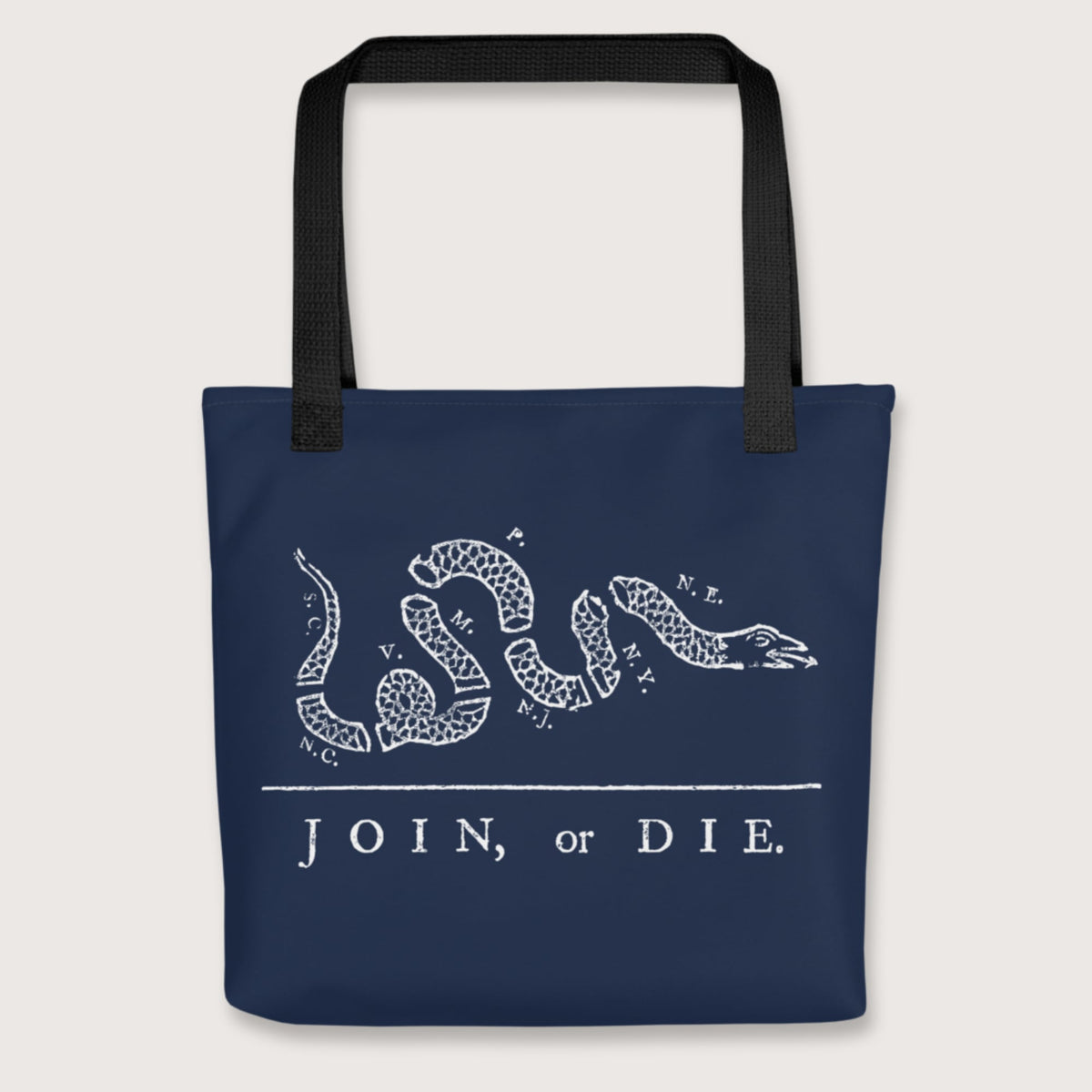 Black Join Or Die Bag - history buff gift by HistoHead