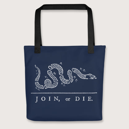 Black Join Or Die Bag - history buff gift by HistoHead