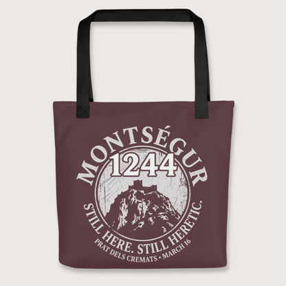 Black Montségur 1244 Still Here Still Heretic Bag - history buff gift by HistoHead