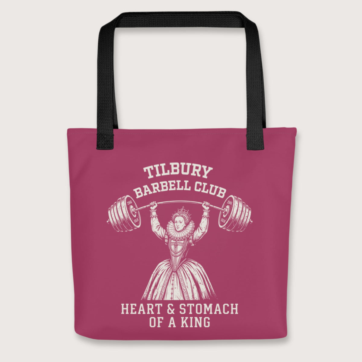 Black Elizabeth I Tilbury Barbell Club Bag - history buff gift by HistoHead