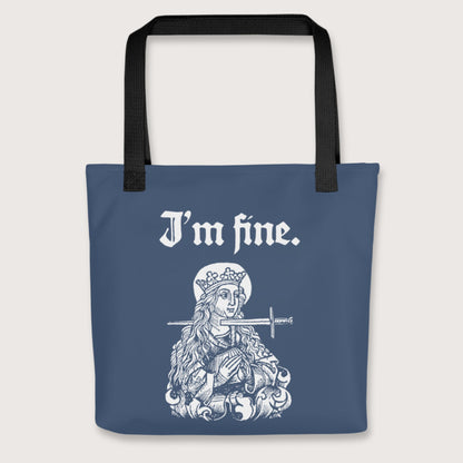 Black Saint Lucy I'm Fine Bag - history buff gift by HistoHead
