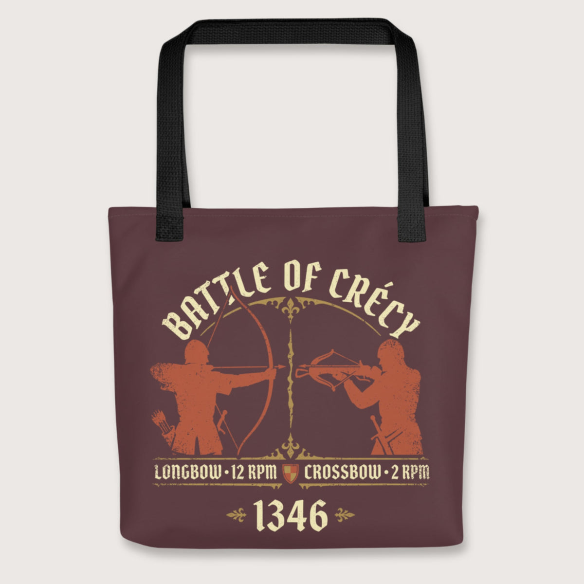 Black Battle of Crecy 1346 Bag - history buff gift by HistoHead