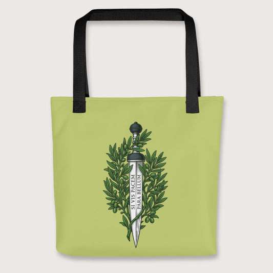 Black Si Vis Pacem Para Bellum Latin Phrase Bag - history buff gift by HistoHead
