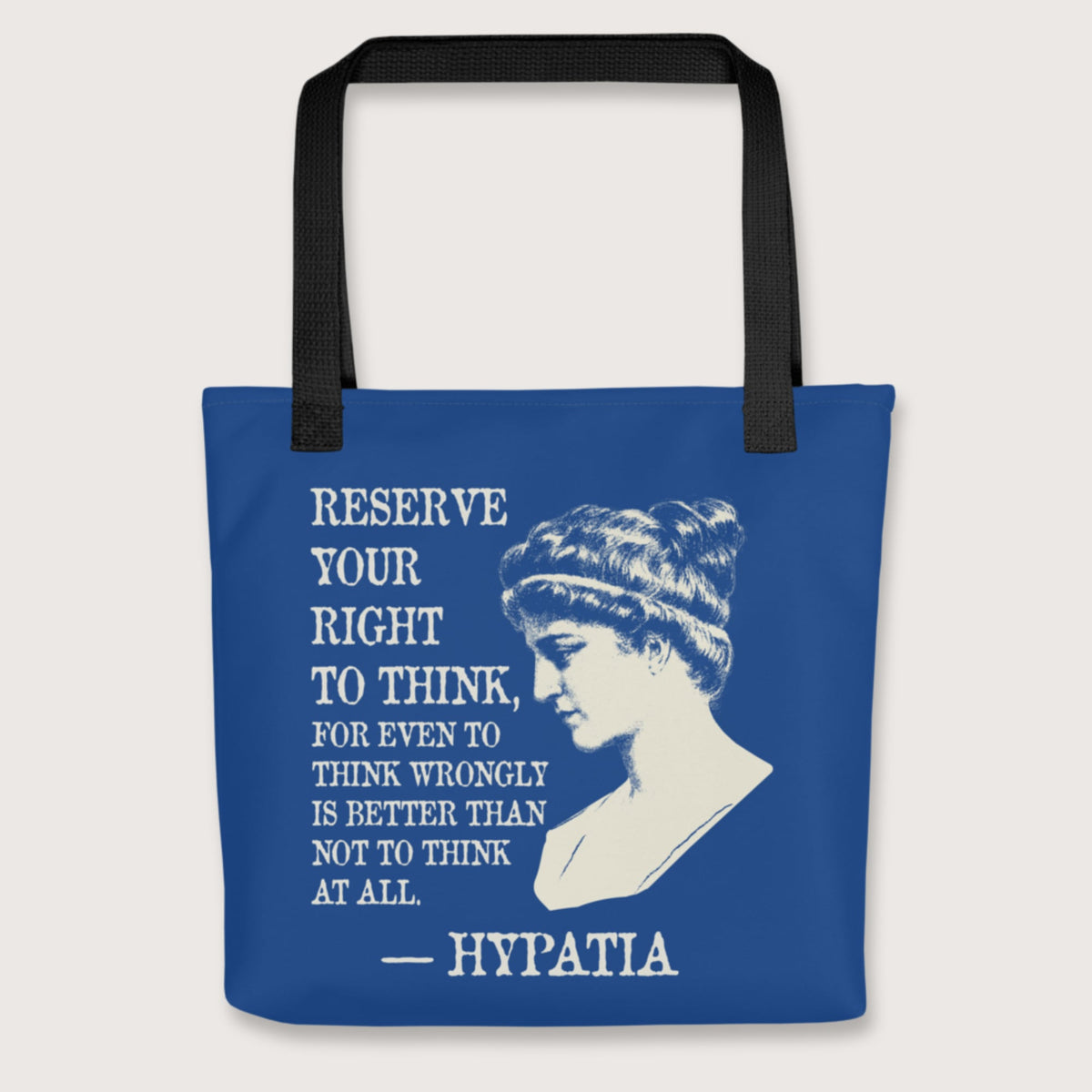 Black Hypatia Quote Bag - history buff gift by HistoHead