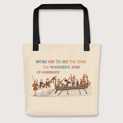 Black Bayeux Tapestry We're Off to See the Duke Bag - history buff gift by HistoHead