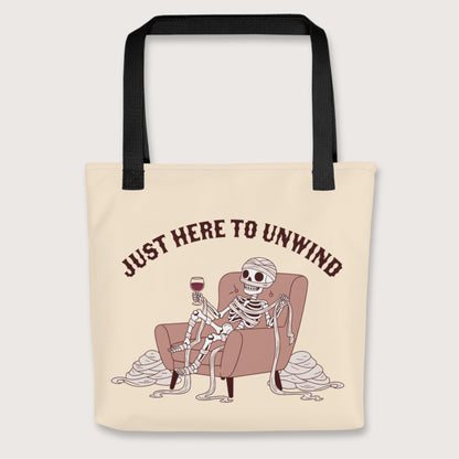 Black Just Here to Unwind Bag - history buff gift by HistoHead