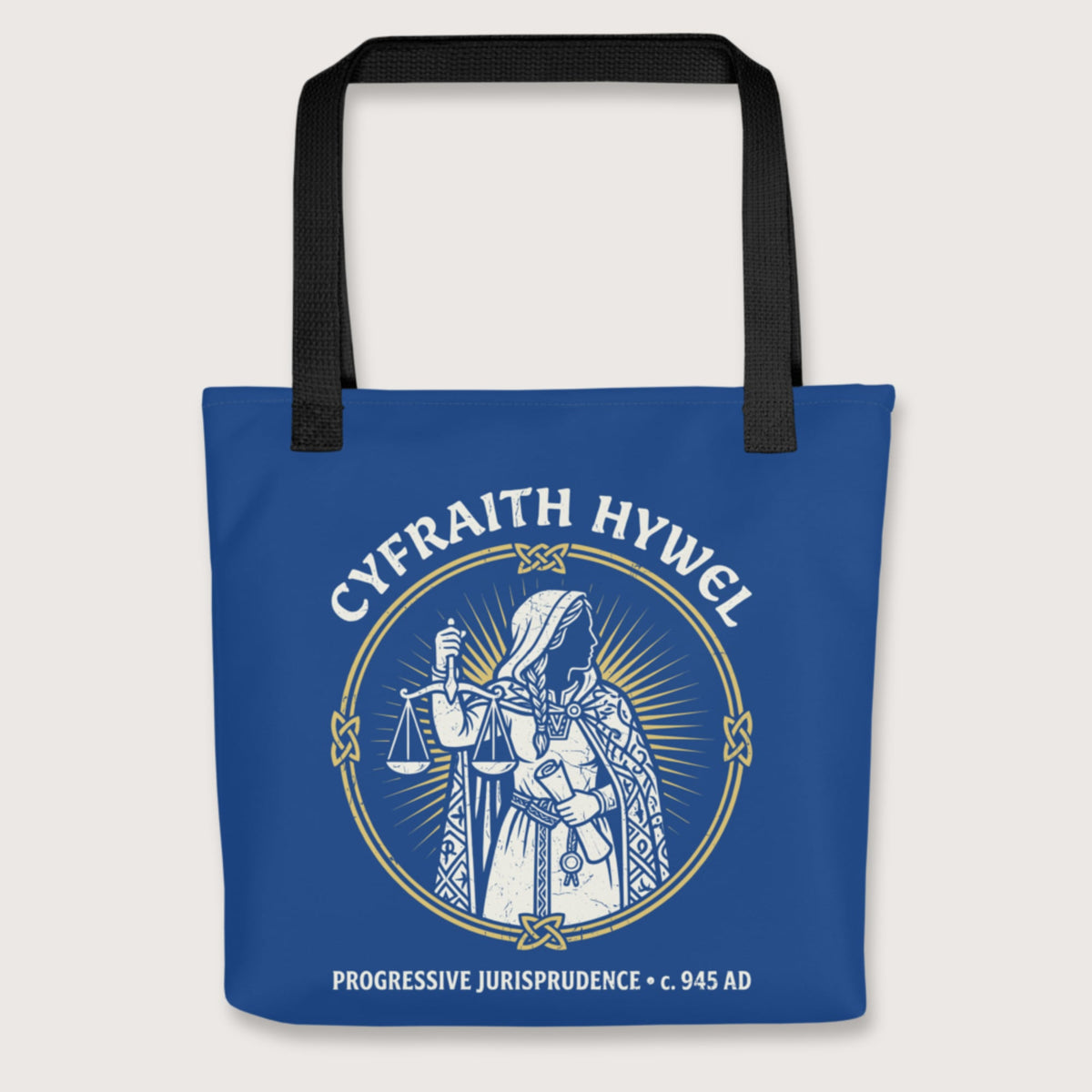 Black Cyfraith Hywel Progressive Jurisprudence Bag - history buff gift by HistoHead