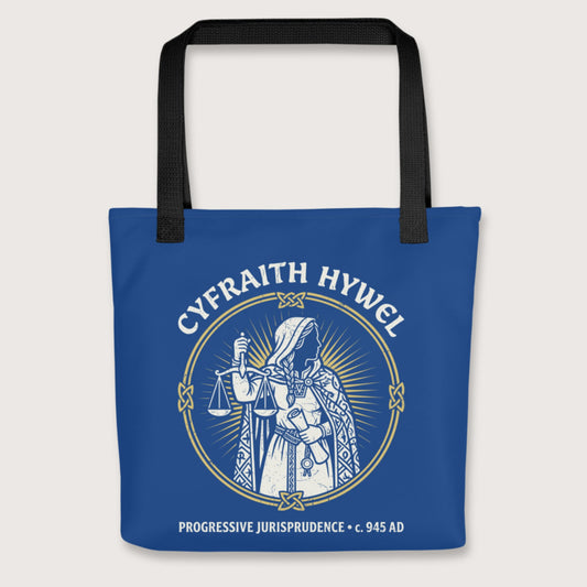 Black Cyfraith Hywel Progressive Jurisprudence Bag - history buff gift by HistoHead