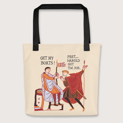 Black Bayeux Tapestry Harold Got the Job Bag - history buff gift by HistoHead