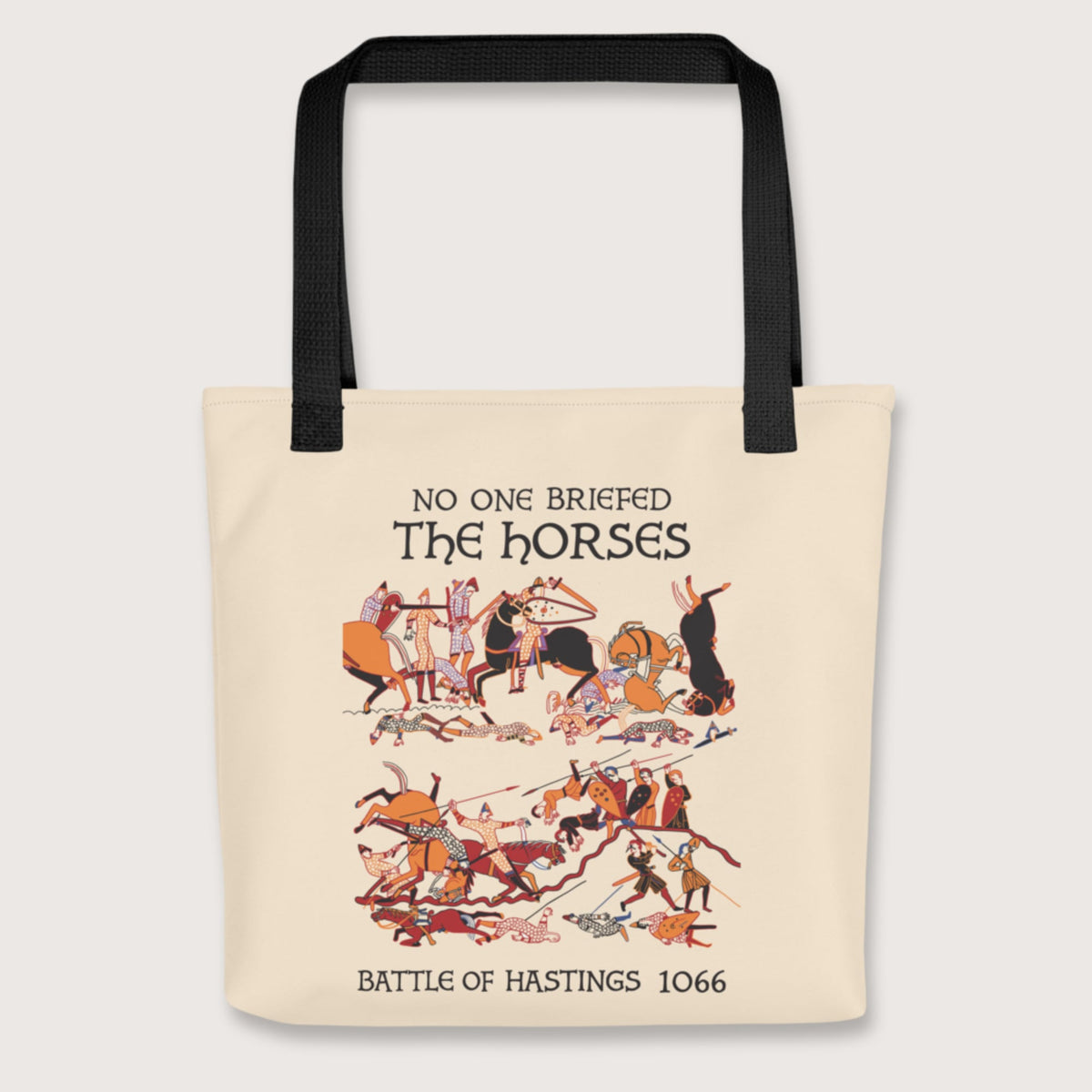 Black Bayeux Tapestry No One Briefed the Horses Bag - history buff gift by HistoHead