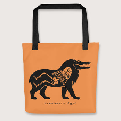 Black The Scales Were Rigged Bag - history buff gift by HistoHead
