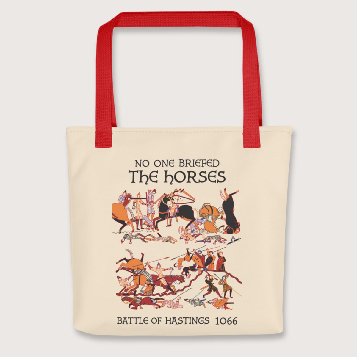 Red Bayeux Tapestry No One Briefed the Horses Bag - history buff gift by HistoHead