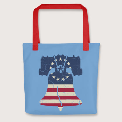 Red Liberty Bell Bag - history buff gift by HistoHead