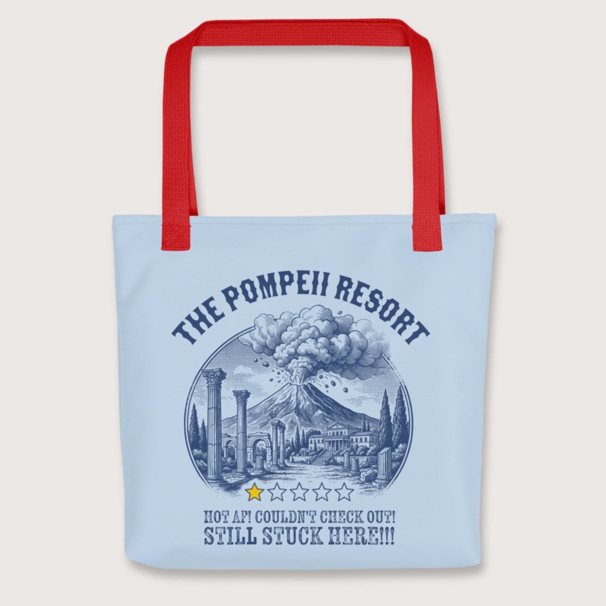 Red The Pompeii Resort Review Bag - history buff gift by HistoHead
