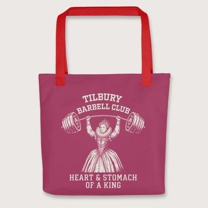 Red Elizabeth I Tilbury Barbell Club Bag - history buff gift by HistoHead