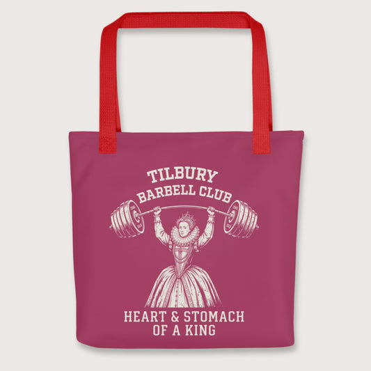Red Elizabeth I Tilbury Barbell Club Bag - history buff gift by HistoHead