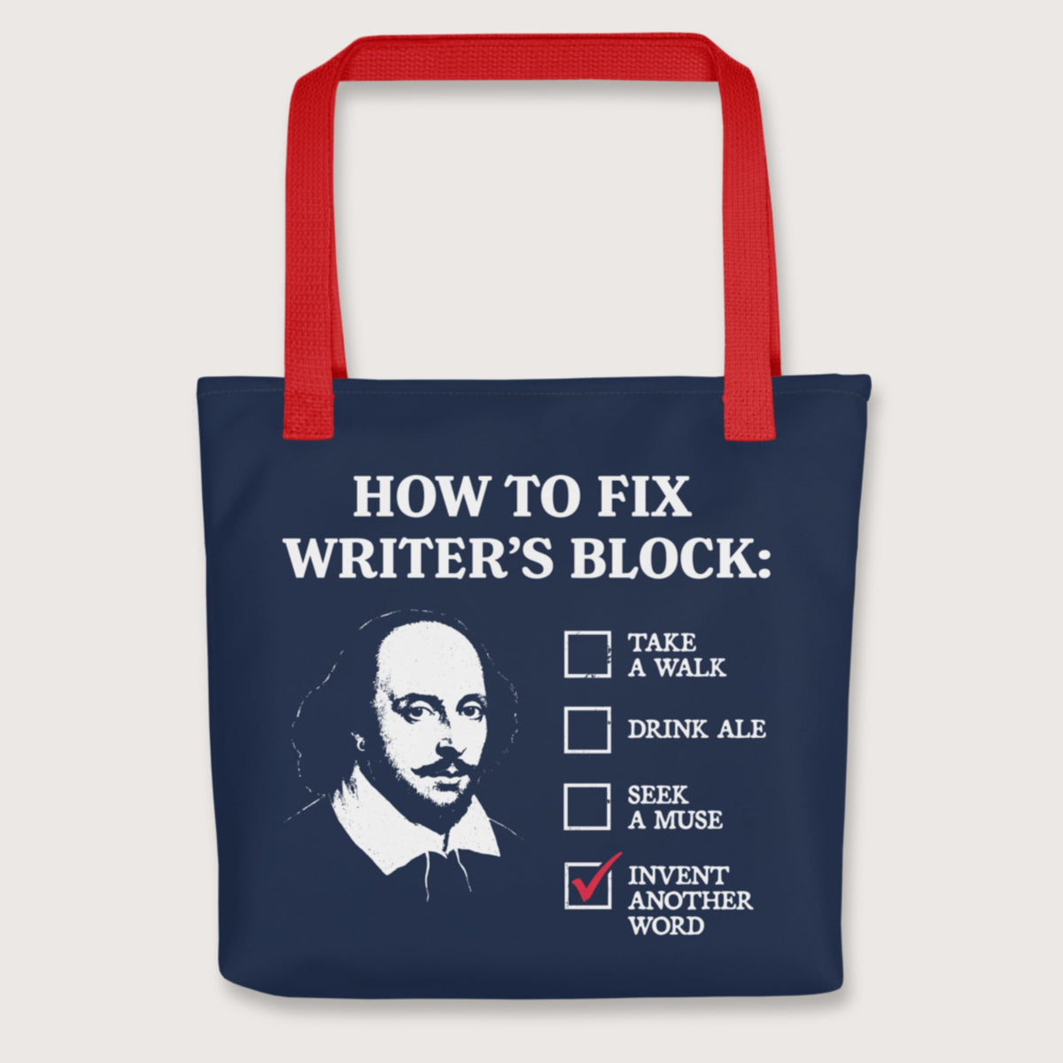 Red Shakespeare How to Fix Writer's Block Bag - history buff gift by HistoHead