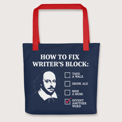 Red Shakespeare How to Fix Writer's Block Bag - history buff gift by HistoHead