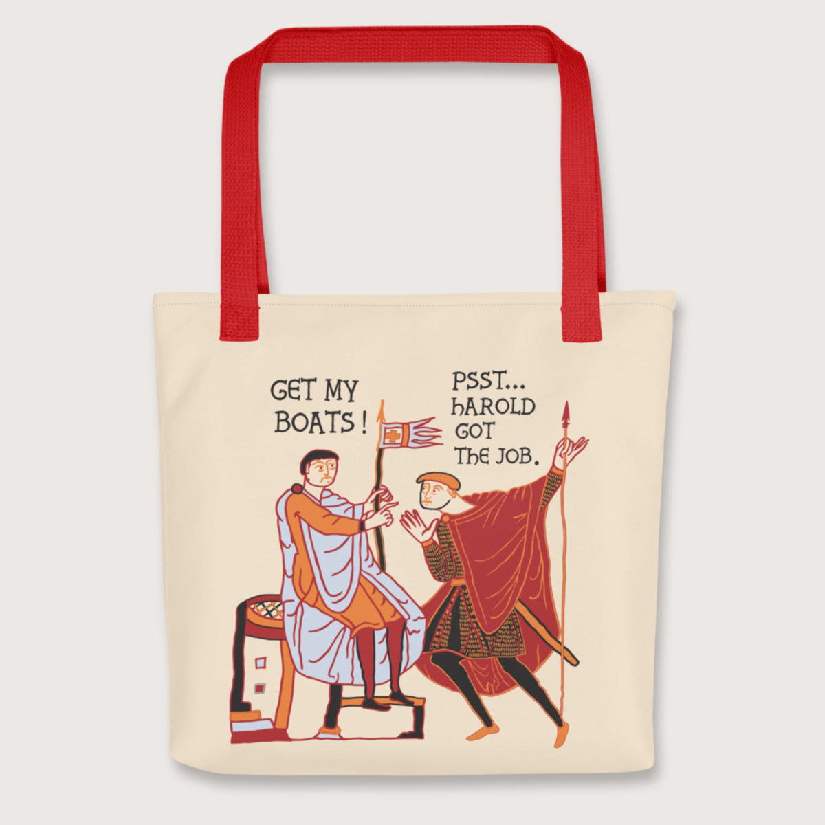 Red Bayeux Tapestry Harold Got the Job Bag - history buff gift by HistoHead