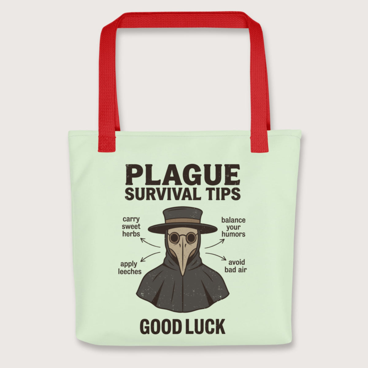 Red Plague Survival Tips Bag - history buff gift by HistoHead
