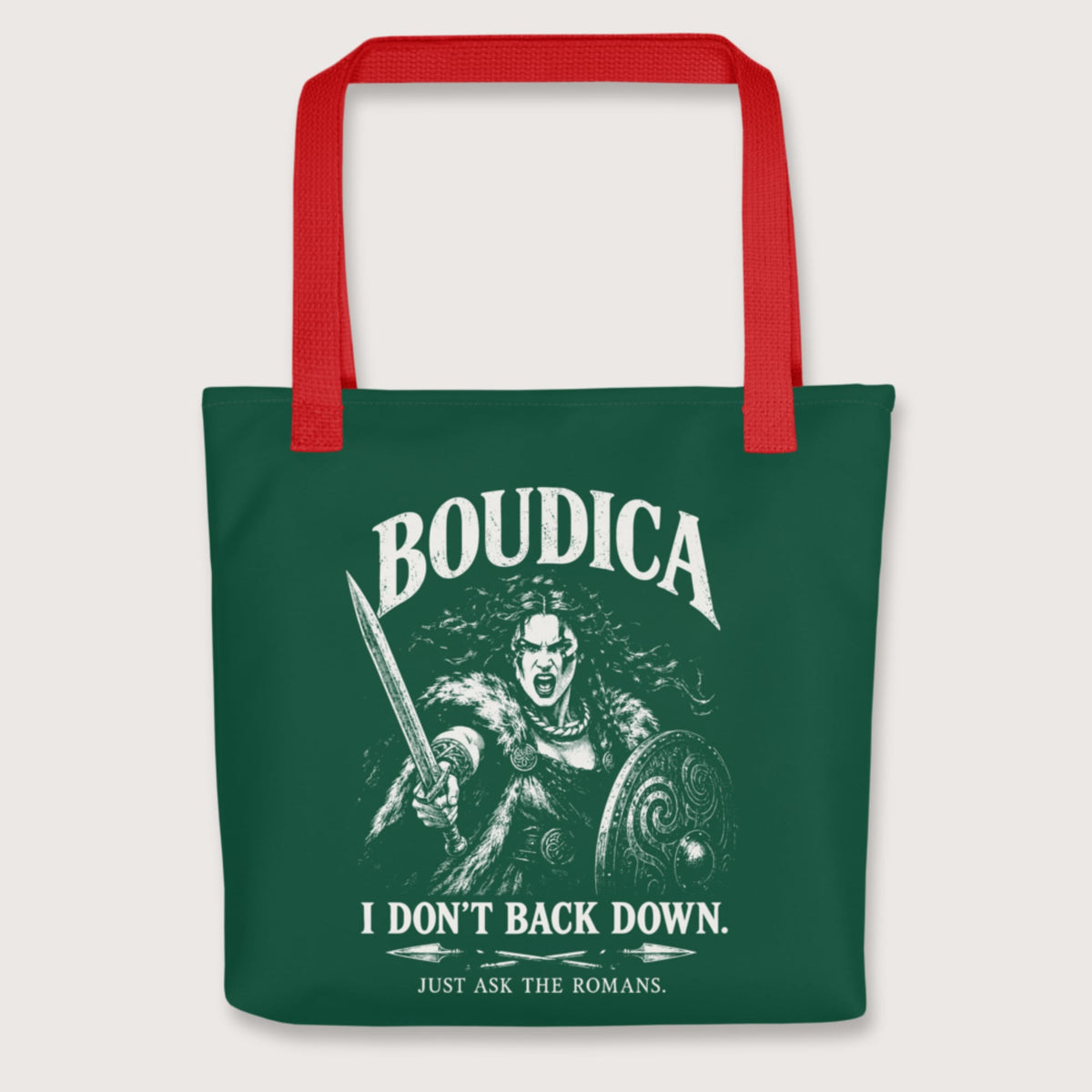 Red Boudica I Don't Back Down Bag - history buff gift by HistoHead