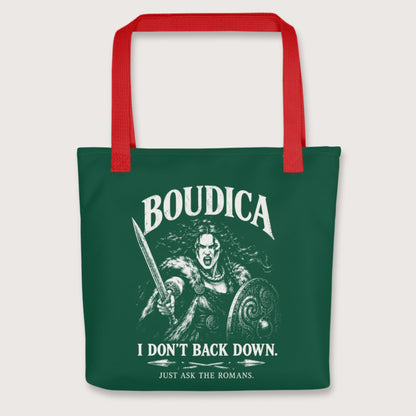 Red Boudica I Don't Back Down Bag - history buff gift by HistoHead