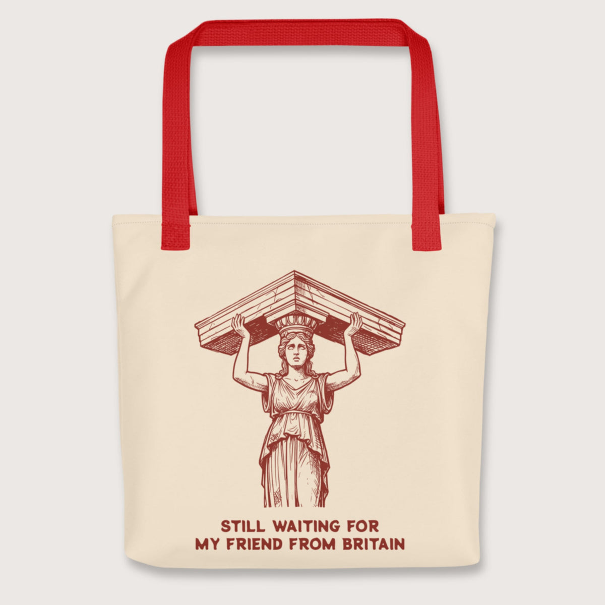 Red Caryatid Waiting for Her Friend Bag - history buff gift by HistoHead