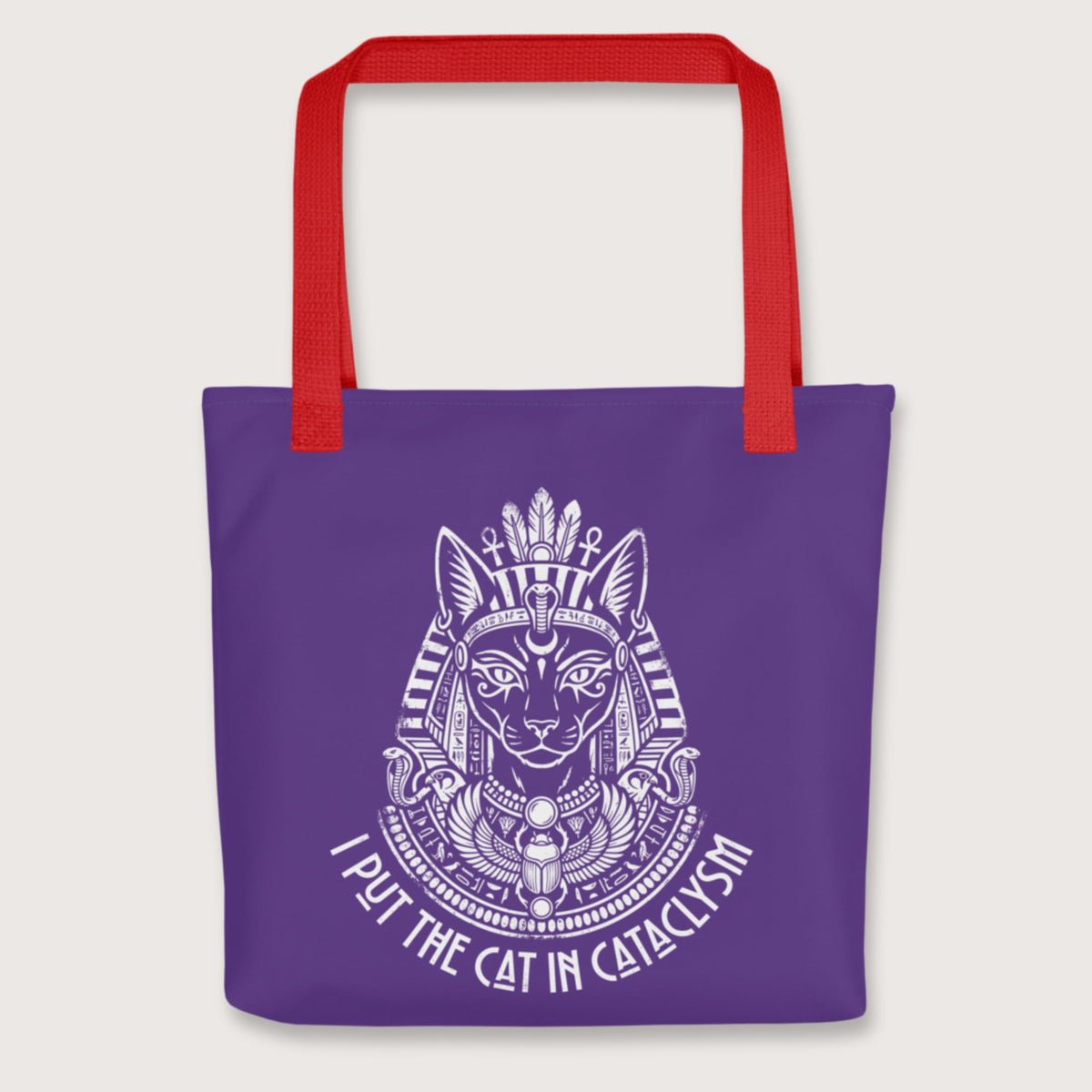 Red Bastet I Put the Cat in Cataclysm Bag - history buff gift by HistoHead