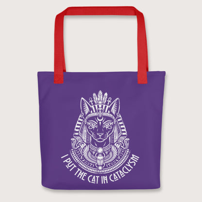 Red Bastet I Put the Cat in Cataclysm Bag - history buff gift by HistoHead