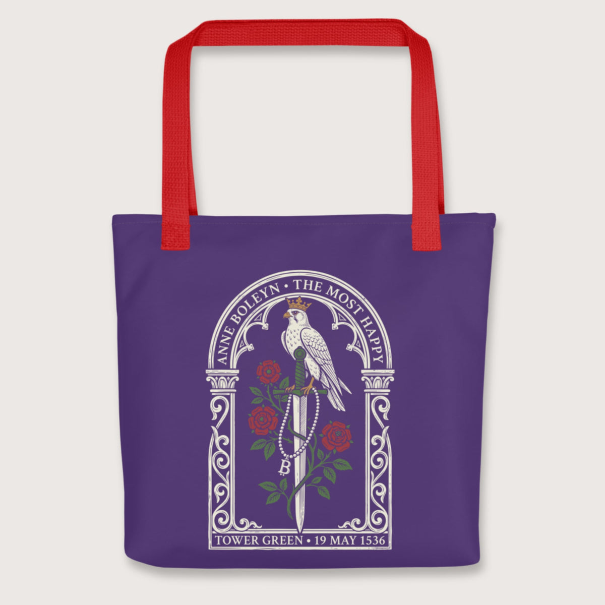 Red Anne Boleyn Falcon Bag - history buff gift by HistoHead