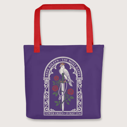 Red Anne Boleyn Falcon Bag - history buff gift by HistoHead