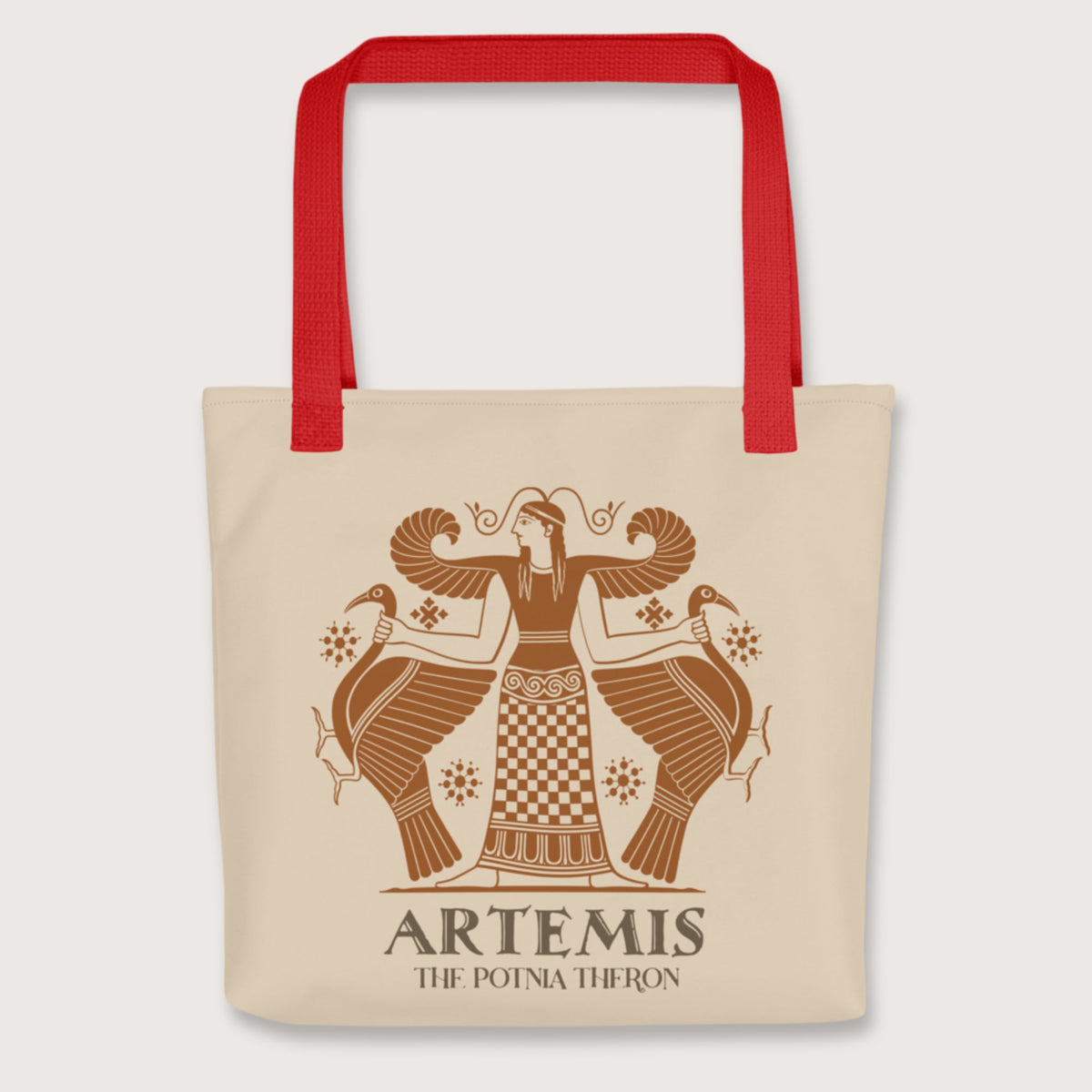 Red Artemis the Potnia Theron Pottery Art Bag - history buff gift by HistoHead