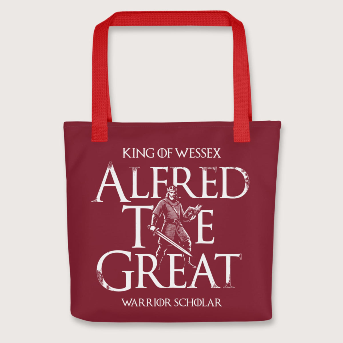 Red Alfred the Great Scholar King Bag - history buff gift by HistoHead