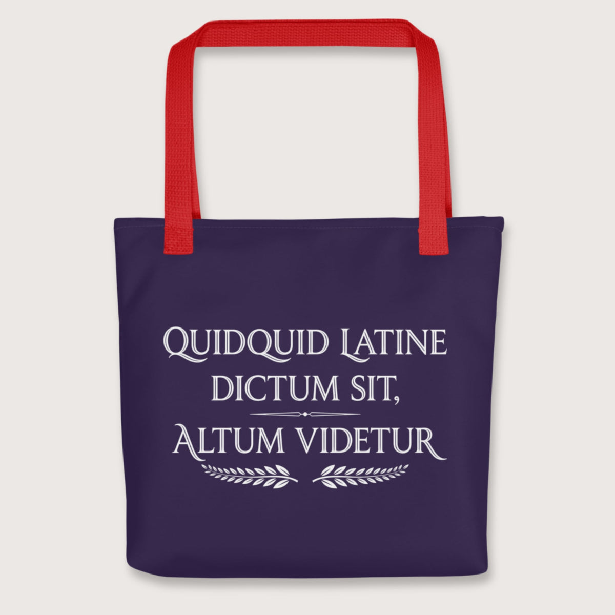 Red Whatever Is Said in Latin Seems Deep Bag - history buff gift by HistoHead