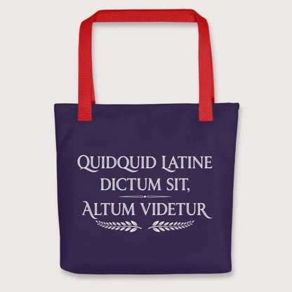 Red Whatever Is Said in Latin Seems Deep Bag - history buff gift by HistoHead