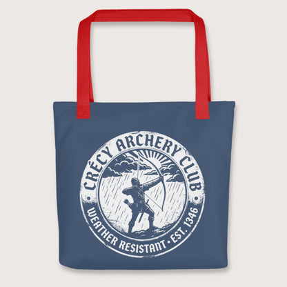 Red Crecy Archery Club Bag - history buff gift by HistoHead