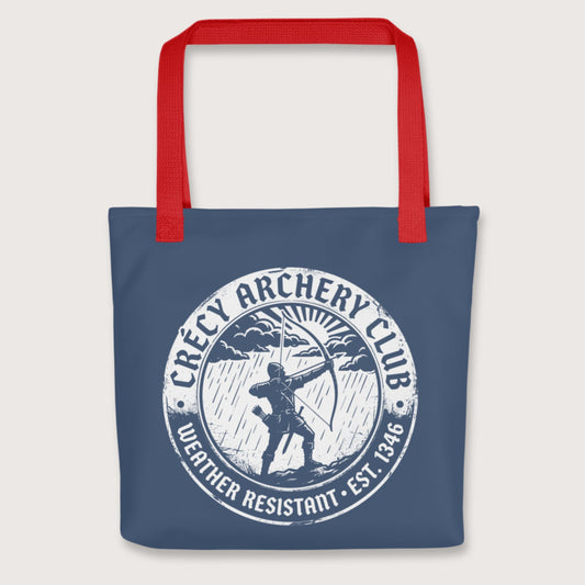 Red Crecy Archery Club Bag - history buff gift by HistoHead