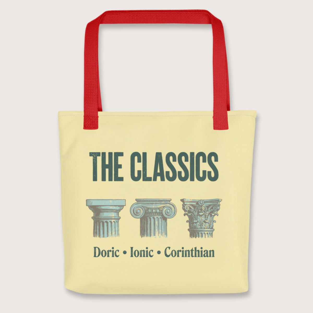Red The Classics Doric Ionic Corinthian Bag - history buff gift by HistoHead
