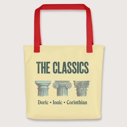 Red The Classics Doric Ionic Corinthian Bag - history buff gift by HistoHead