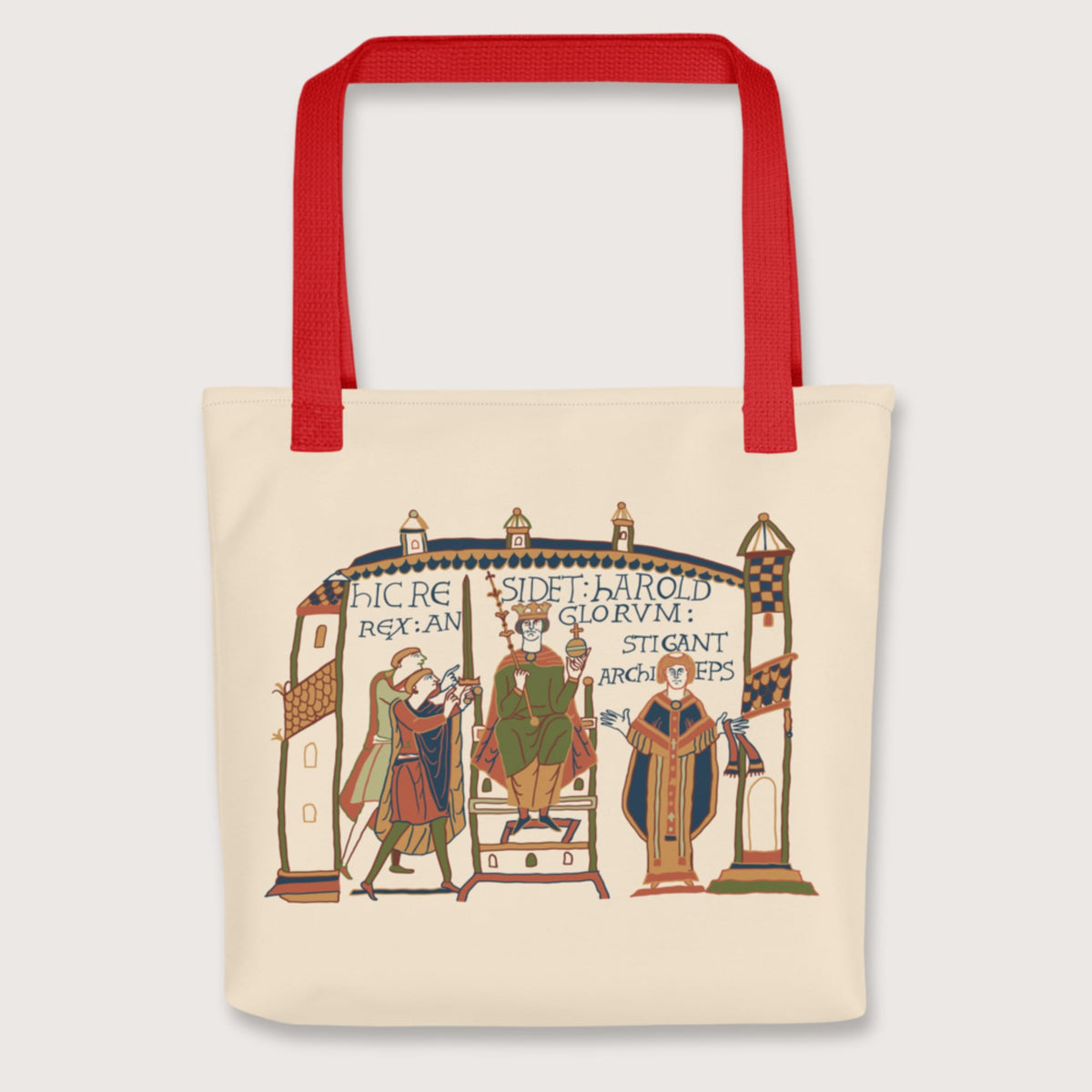 Red Here Sits Throned Harold King of the English Bayeux Tapestry Bag - history buff gift by HistoHead