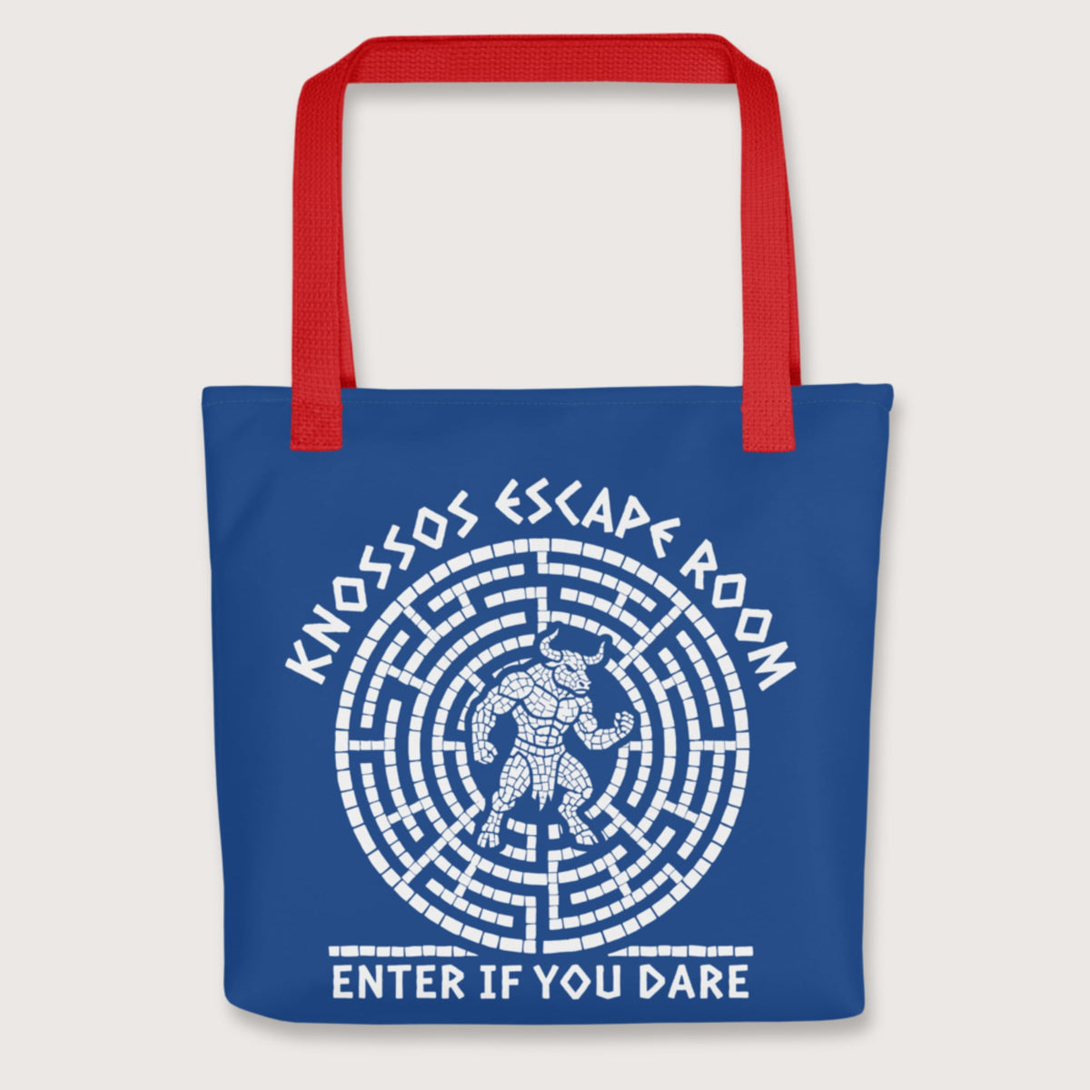 Red Knossos Escape Room Enter If You Dare Bag - history buff gift by HistoHead