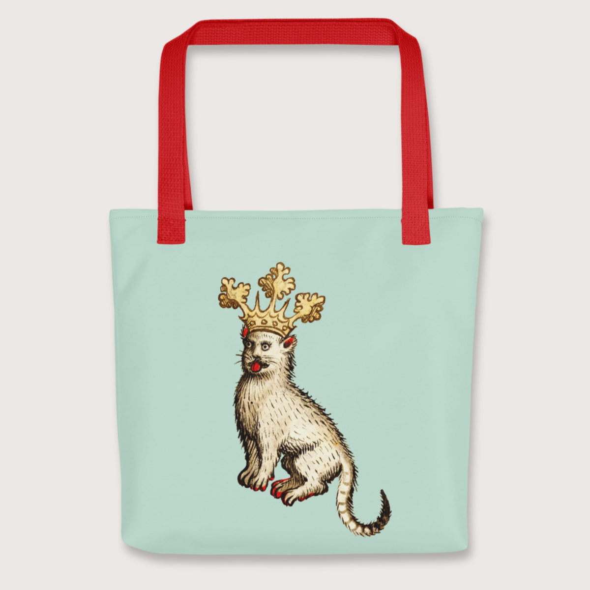 Red Medieval Cat King Bag - history buff gift by HistoHead